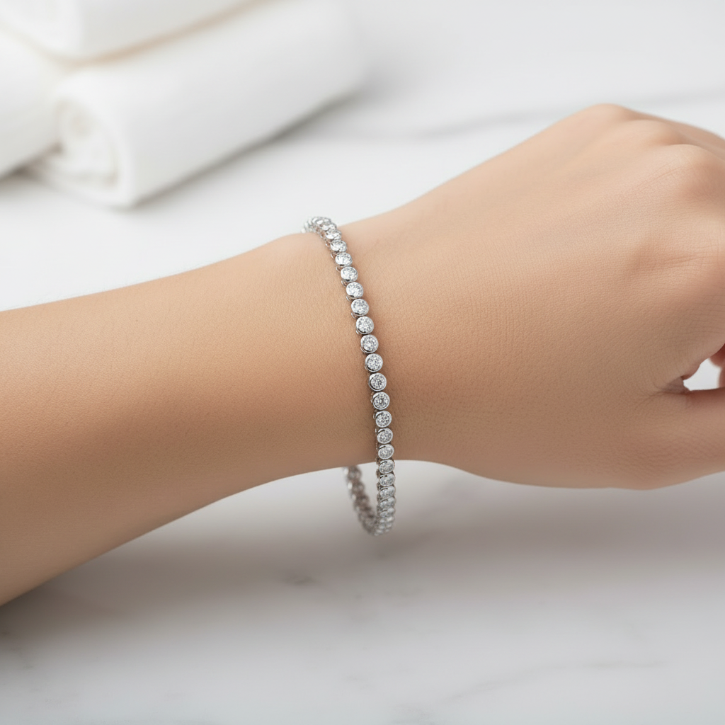 Su Yolu Gümüş Bileklik Sıvama Rodyum