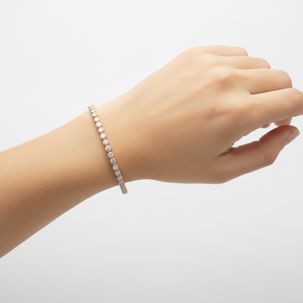 Su Yolu Gümüş Bileklik Sıvama Rose