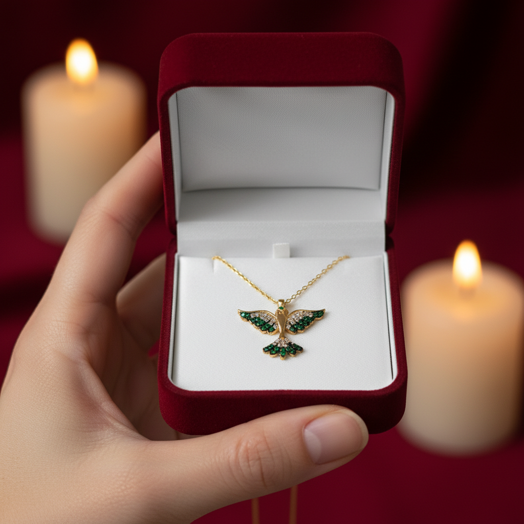 Anka Kuşu Gümüş Kolye Gold