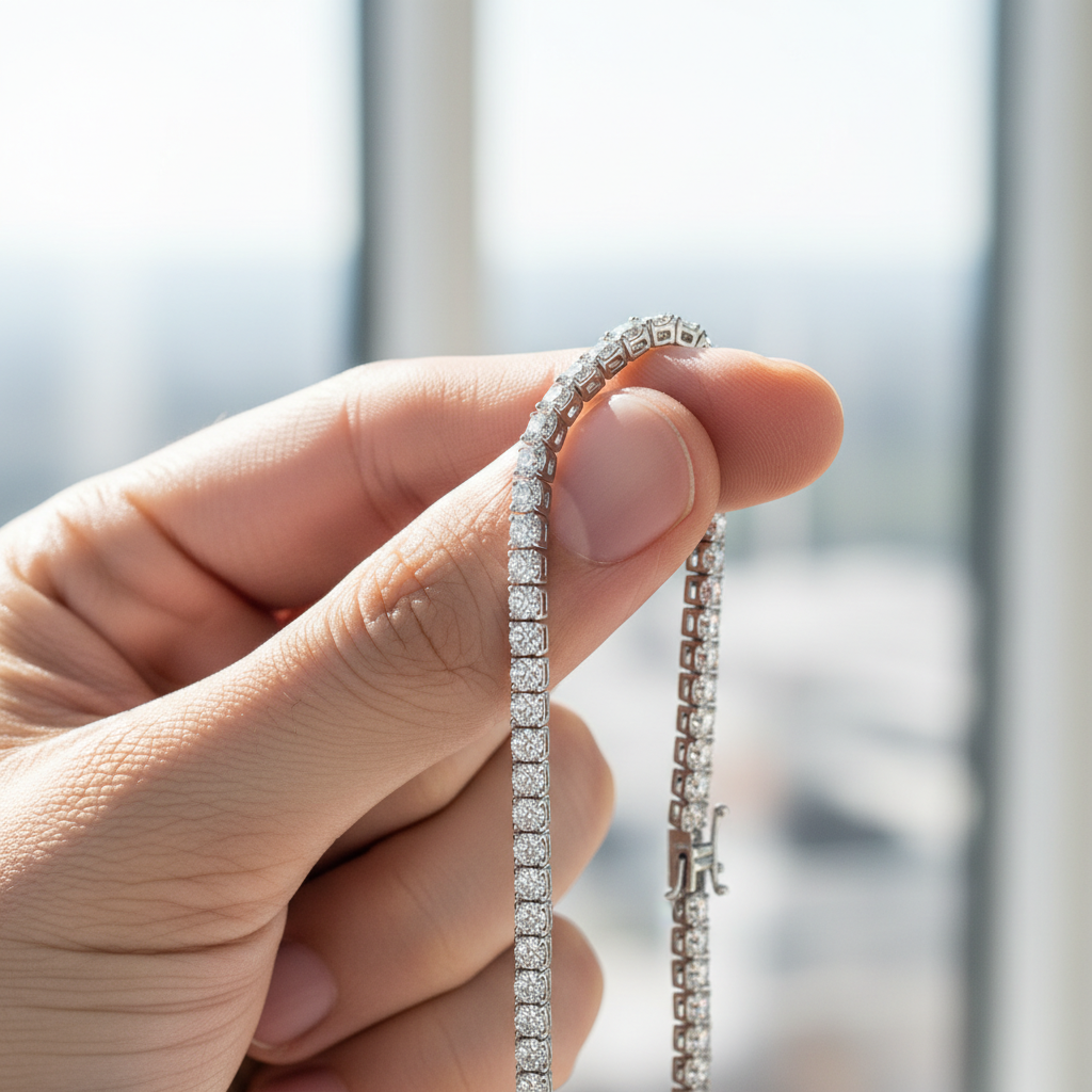 Su Yolu Gümüş Gerdanlık Pırlanta Kilitli