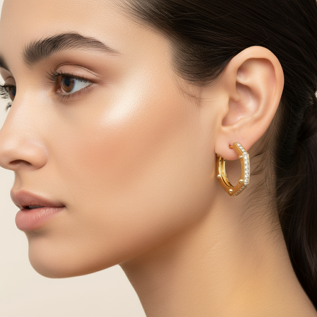 925 Ayar Gümüş Altıgen Küpe