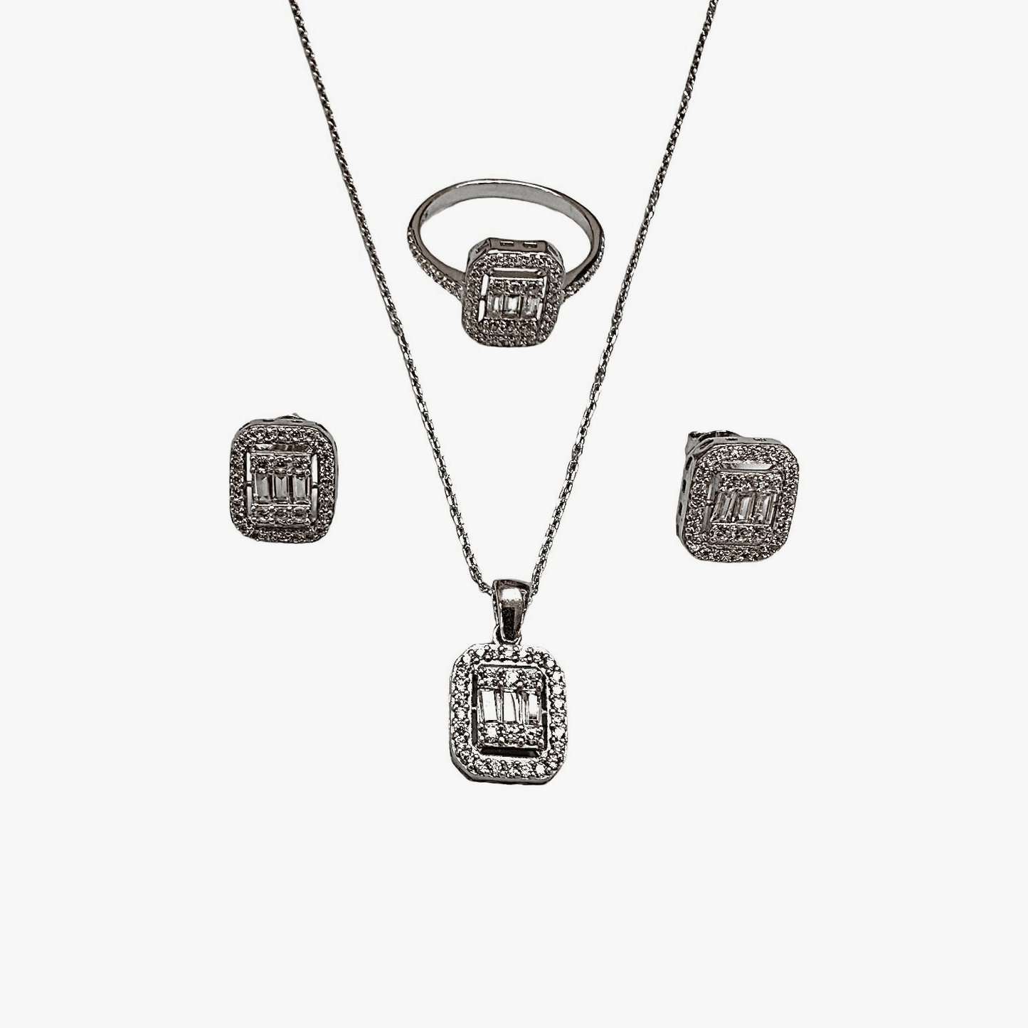 Choice Baget Taşlı Gümüş Set