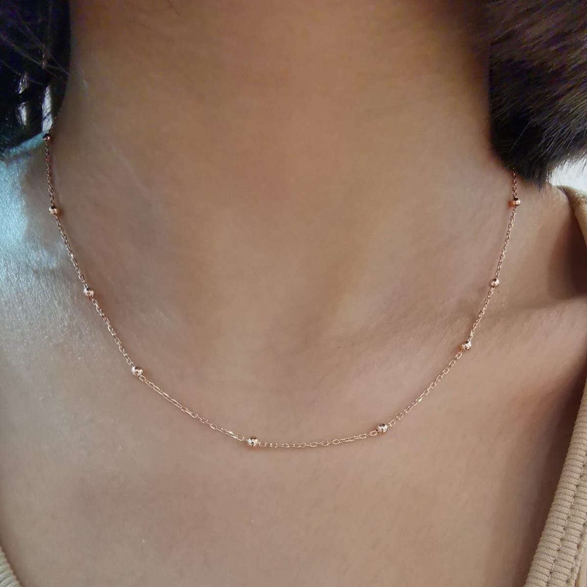 Gümüş Zincir Kolye Toplu Rose