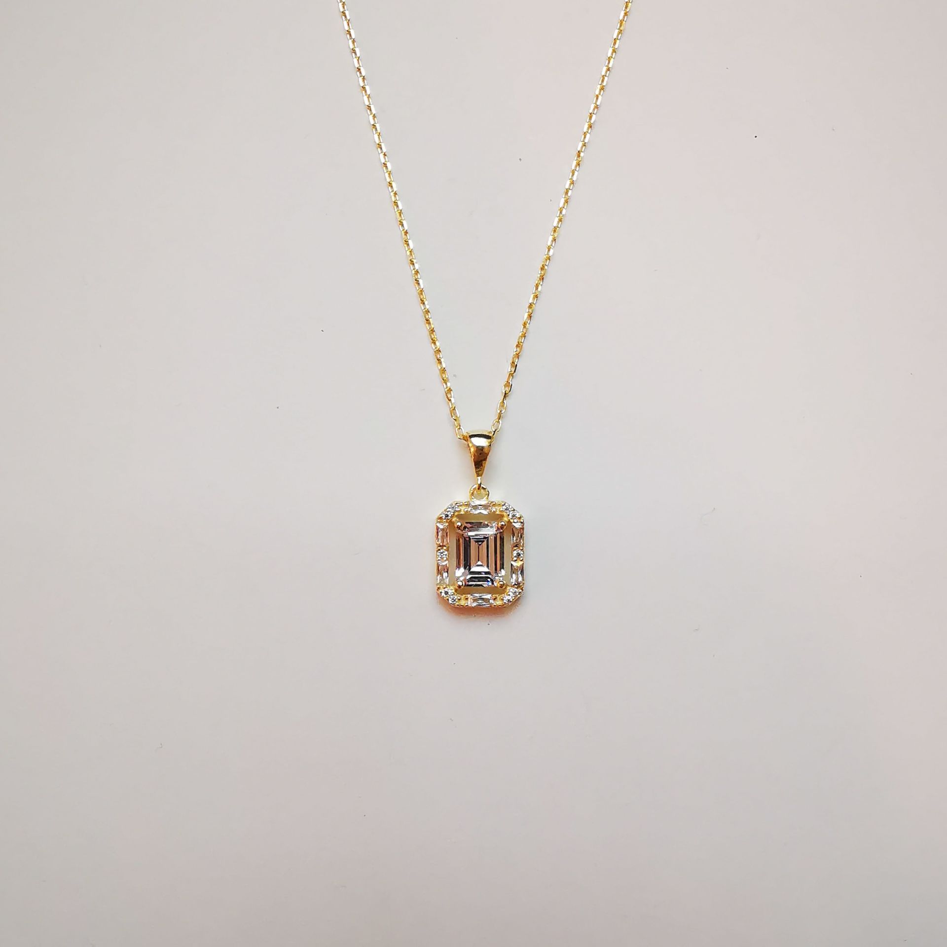 Baget Bayan Gümüş Kolye Gold Octagon