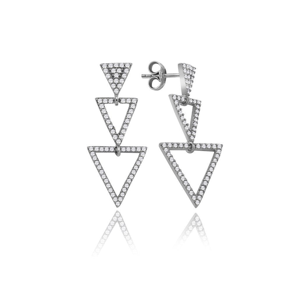 Üçgen Gümüş Küpe Sallantılı