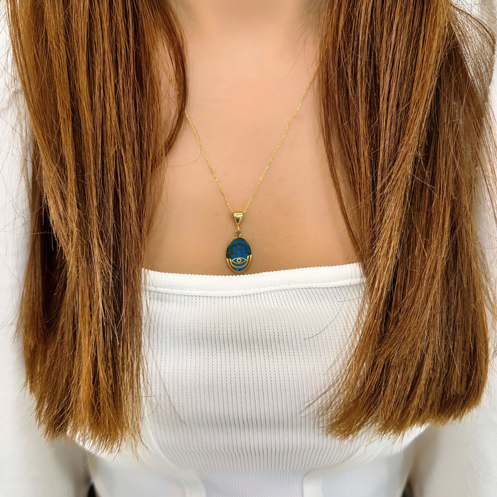 Choice Gümüş Fatıma Firuze Kolye