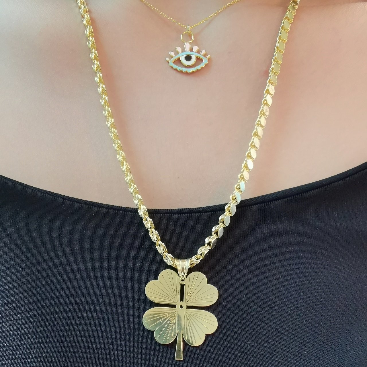 Yonca Kolye Arpa Zincir Gümüş Gold