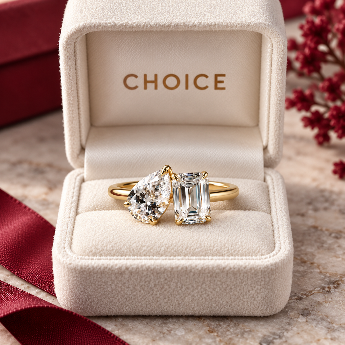 Duetta Gold 925 ayar gümüş yüzük CHOICE hediye kutusunda