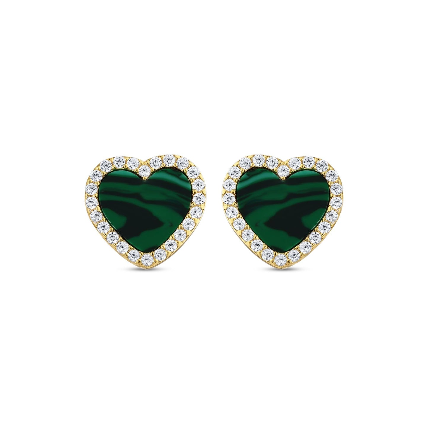 Choice Gümüş Malahit Taşlı Kalp Küpe