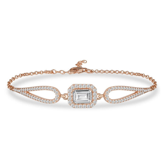 Baget Taşlı Gümüş Bileklik Prenses Kesim Rose