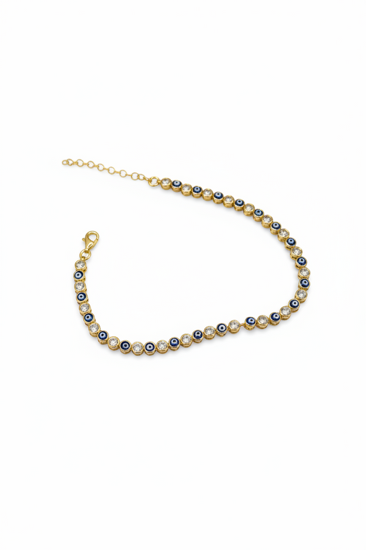 Gümüş Mineli Göz Bileklik Gold