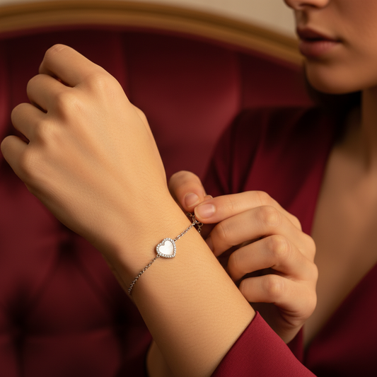 Choice Gümüş Sedef Kalp Bileklik