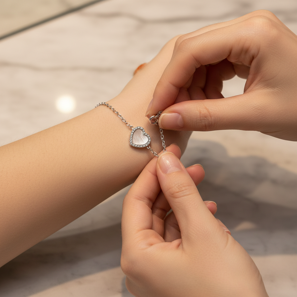 Choice Gümüş Sedef Kalp Bileklik
