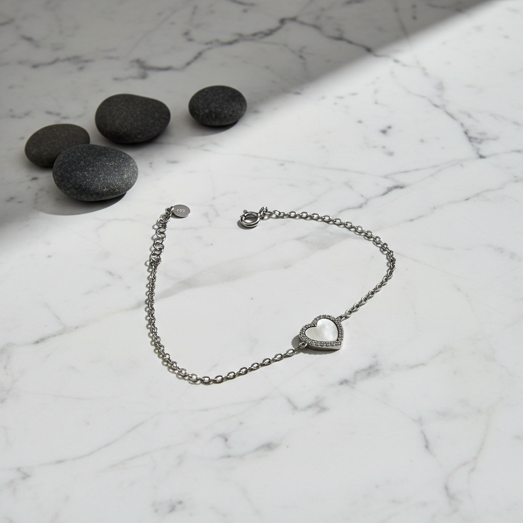 Choice Gümüş Sedef Kalp Bileklik