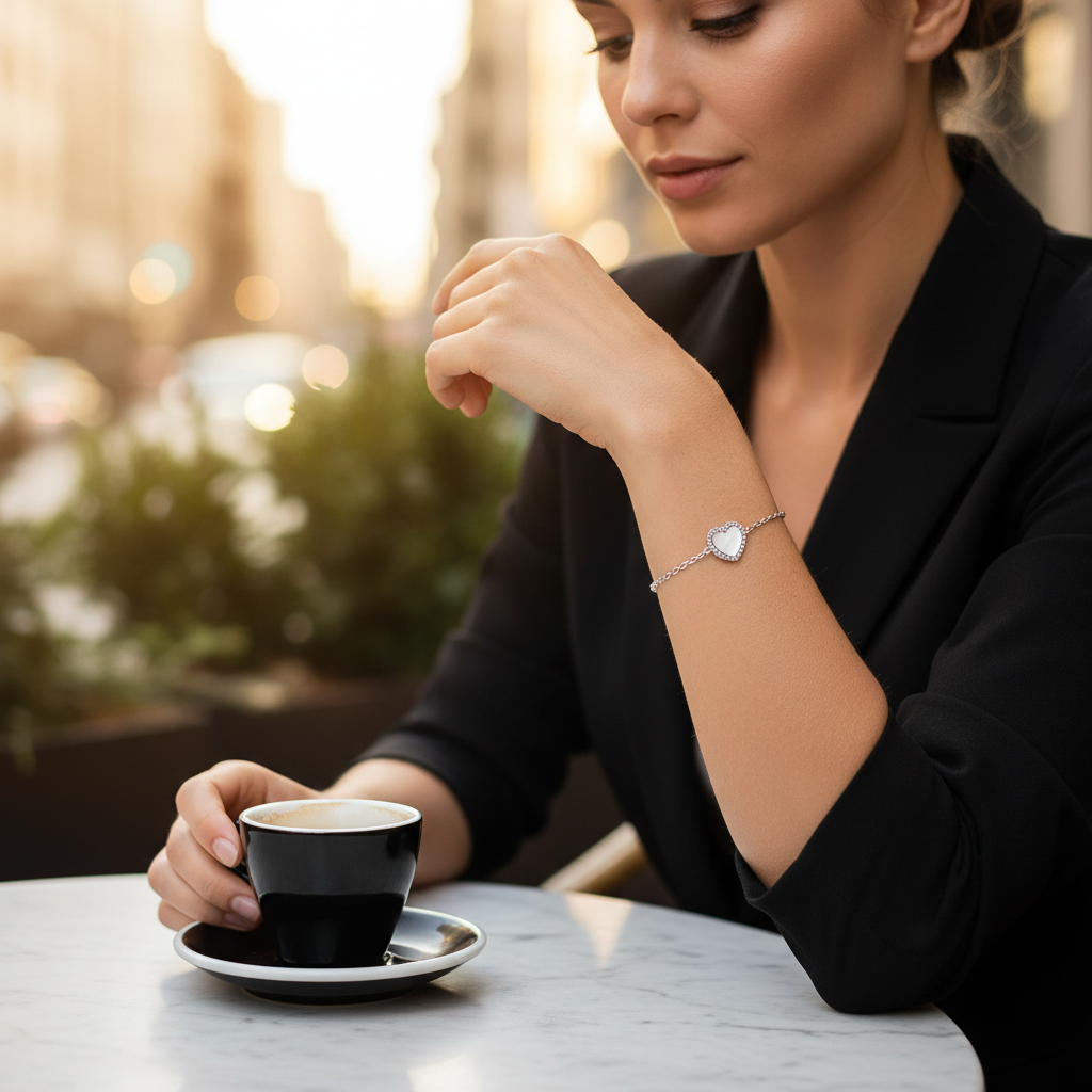 Choice Gümüş Sedef Kalp Bileklik