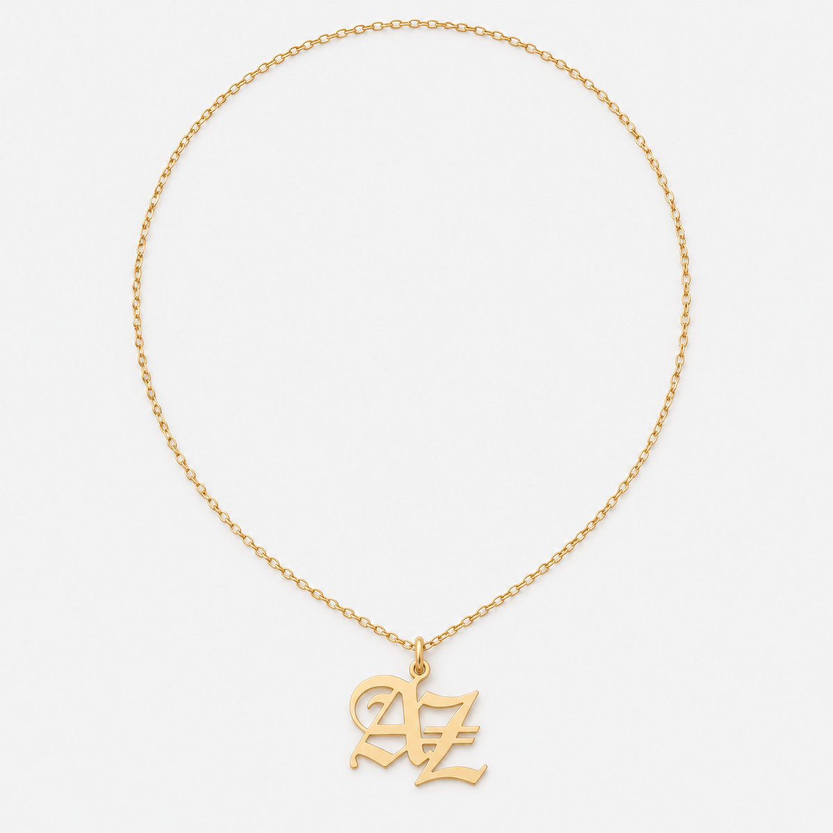 CHOICE Intreccia İç İçe Harf Monogram Kolye, 925 ayar gümüş üzeri 14 ayar altın kaplama, A / Z örneği