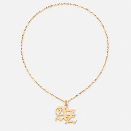 CHOICE Intreccia İç İçe Harf Monogram Kolye, 925 ayar gümüş üzeri 14 ayar altın kaplama, A / Z örneği