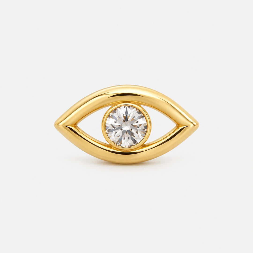 CHOICE Ocella minimal göz 925 ayar gümüş, 14 ayar altın kaplama tragus piercing ön görünümü
