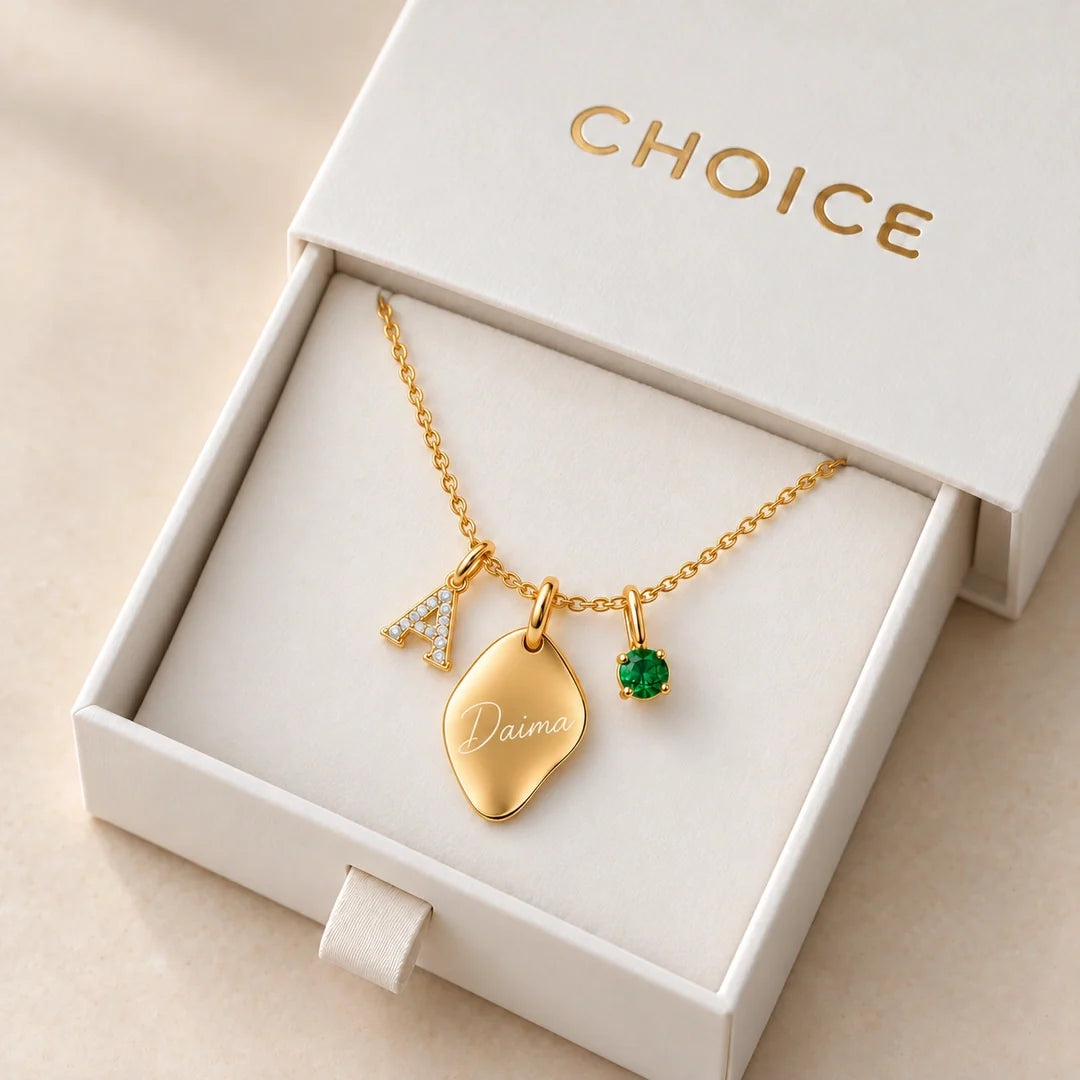 Petalia Gold Daima lazer yazılı kolye CHOICE hediye kutusunda