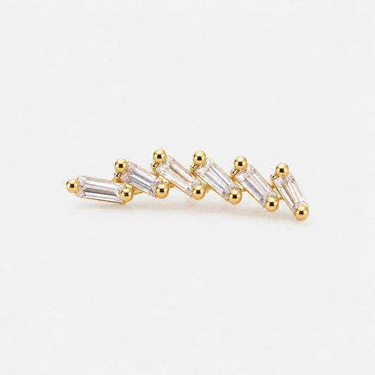 CHOICE Riviera kavisli baget 925 ayar gümüş, 14 ayar altın kaplama tragus piercing ön görünümü