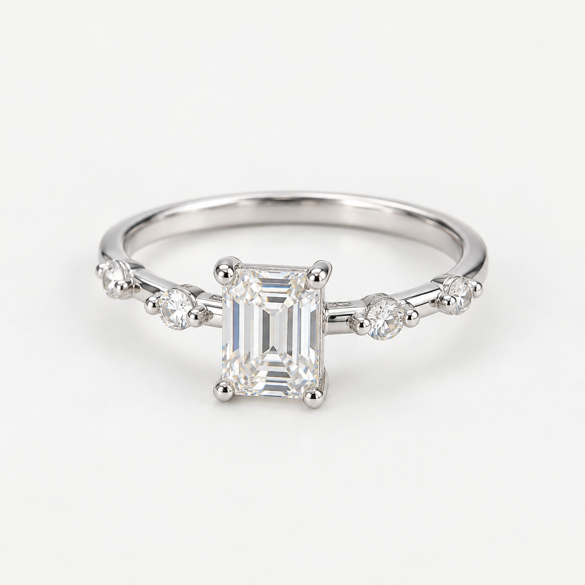 Éclaire emerald kesim moissanite 925 ayar gümüş yüzük