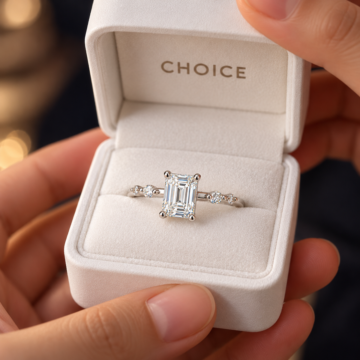 Éclaire moissanite yüzük CHOICE hediye kutusunda