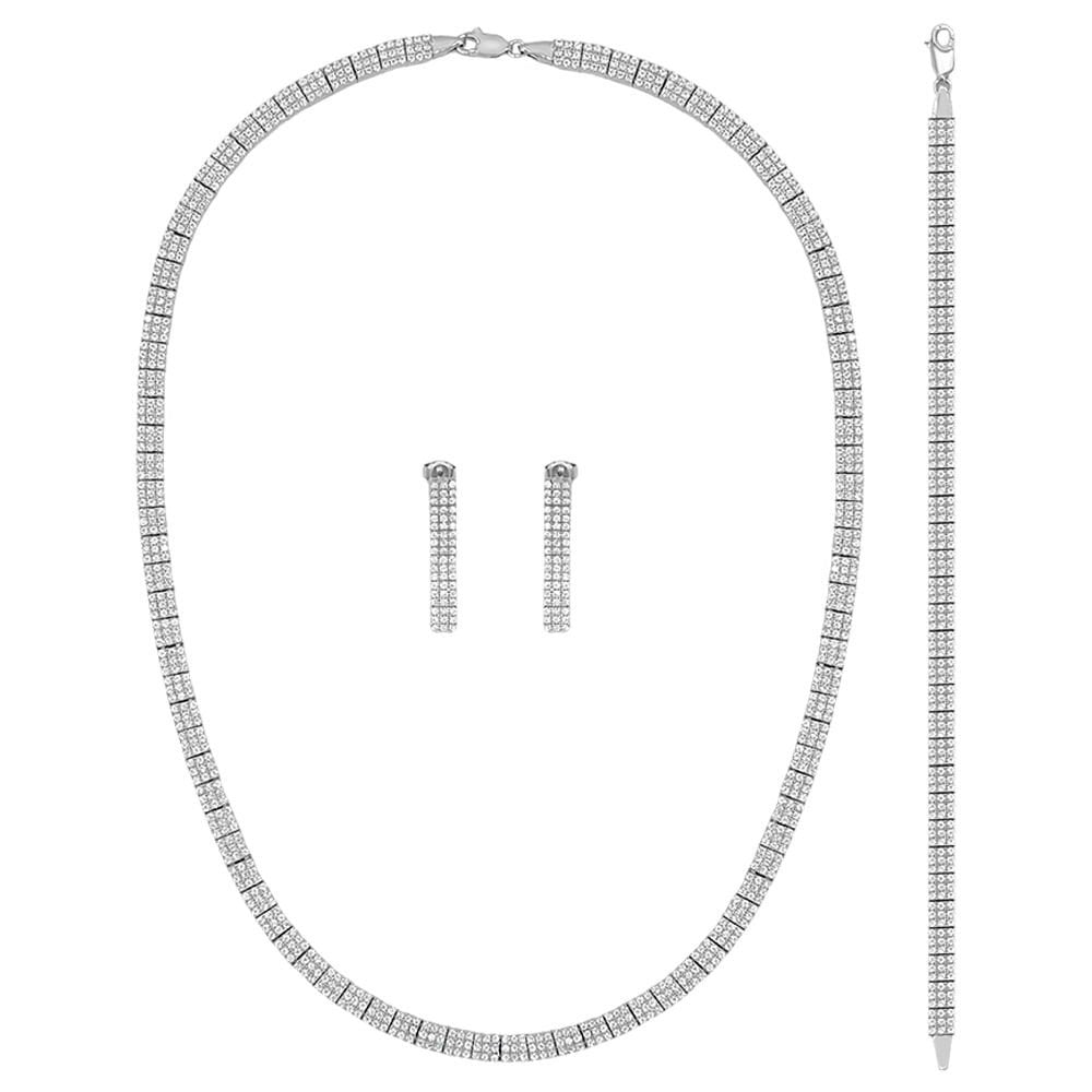 Choice Gümüş Su Yolu Üç Sıra Gerdanlık Set