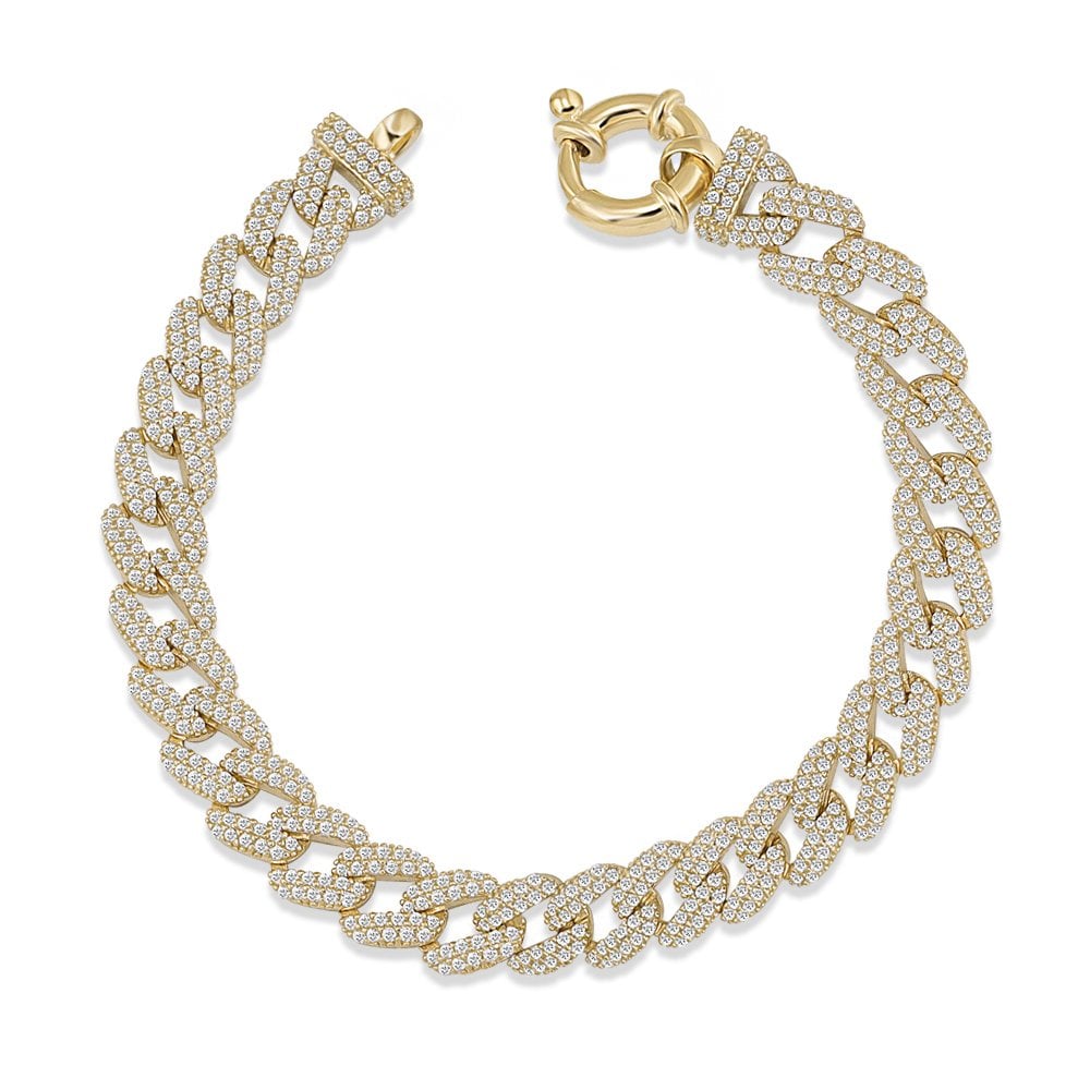 Gurmet Gümüş Bileklik Full Taşlı Gold