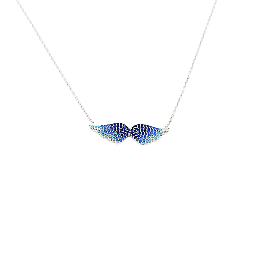 Choice Gümüş Mavi Melek Kanadı Kolye