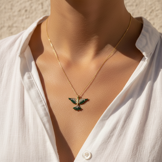 Anka Kuşu Gümüş Kolye Gold