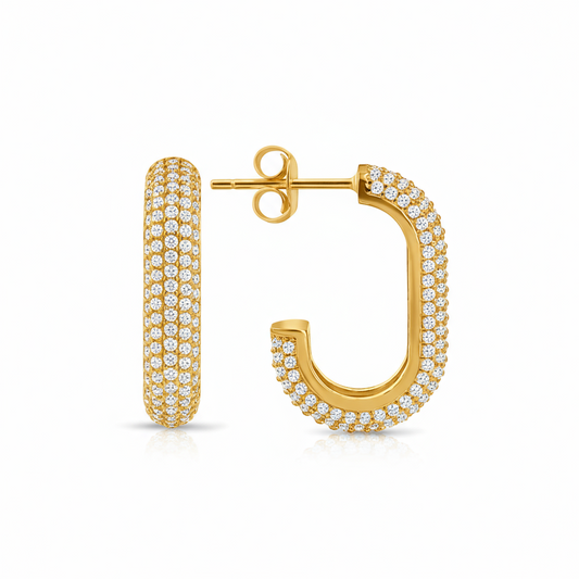 Monaco Gümüş Küpe Halka Rodyum