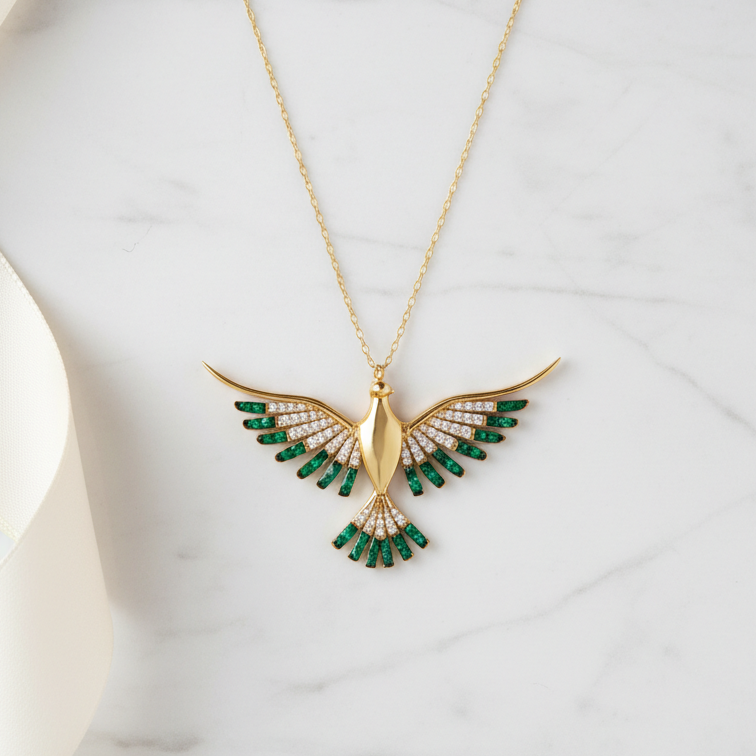 Choice Gümüş Anka Kuşu Kolye Gold