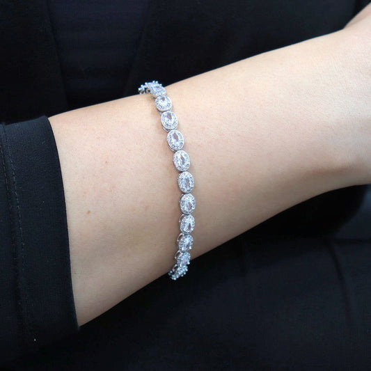 Choice Gümüş Oval Kesim Su Yolu Bileklik