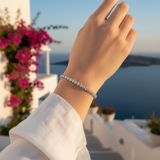 Su Yolu Gümüş Bileklik Kutu Kilitli