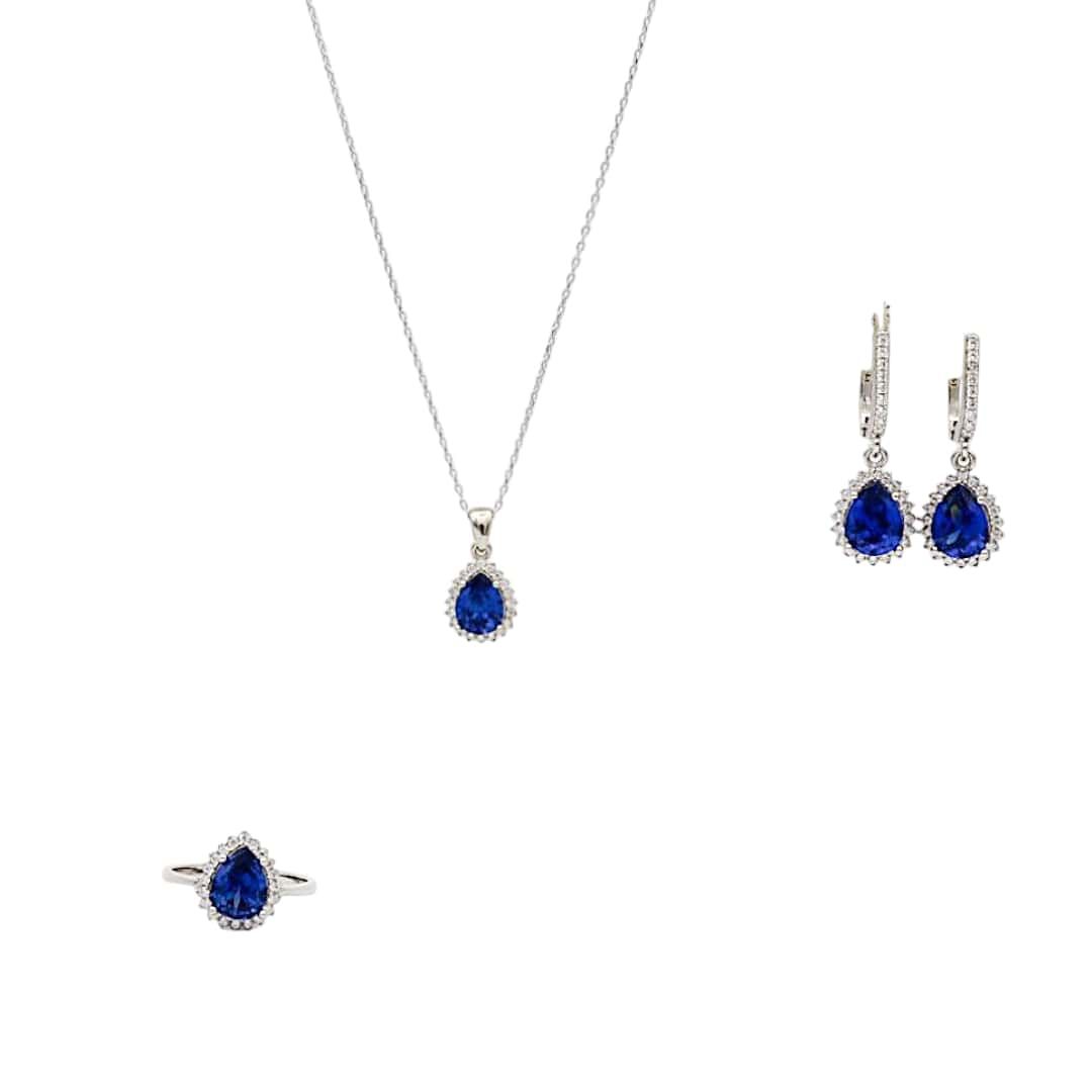 Choice Gümüş Safir Damla Set