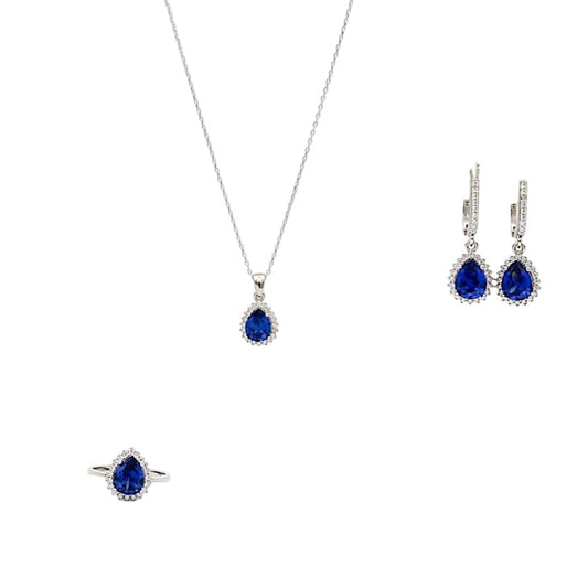 Choice Gümüş Safir Damla Set