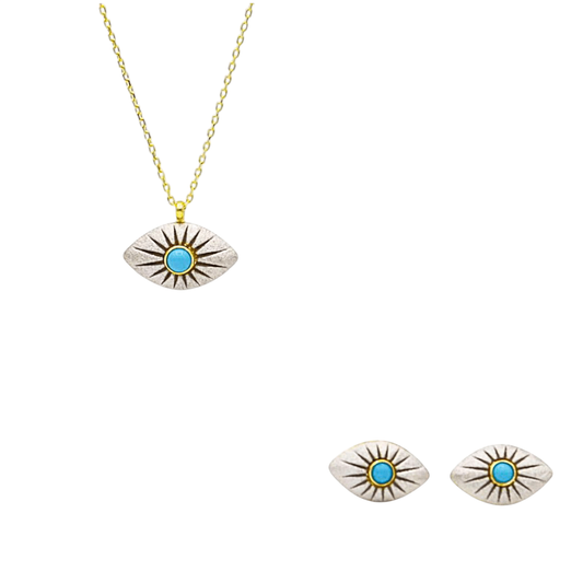 Choice Gümüş Göz Firuze Taşlı Set