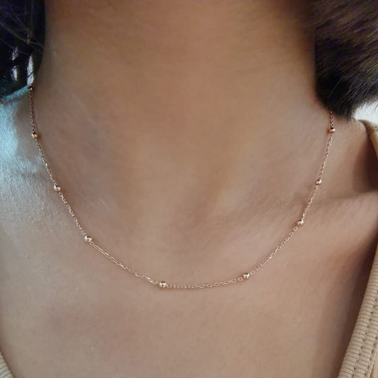 Gümüş Zincir Kolye Toplu Rose