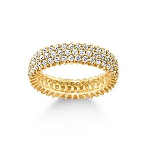 Gümüş Üç Sıra Tam Tur Yüzük Gold Rengi