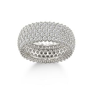 Gümüş Zirkon Taşlı Şık Beş Sıra Tam Tur Yüzük