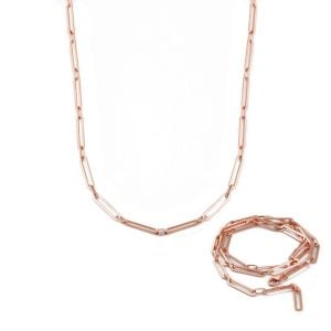 Bakla Zincir Gümüş Kolye Rose