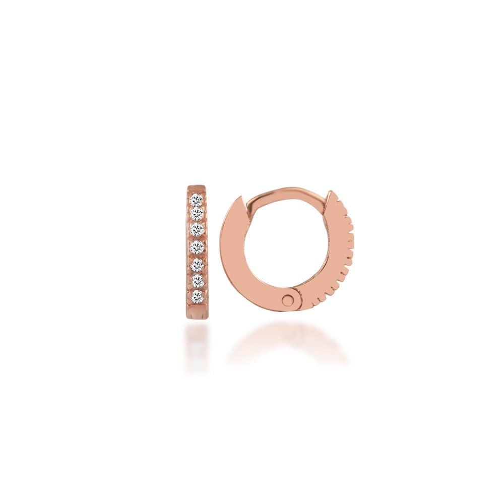 Halka Gümüş Küpe Zirkon Rose