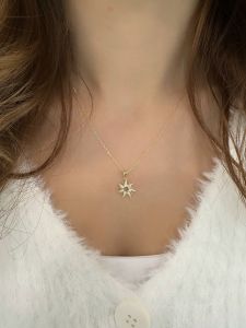 Gümüş Bayan Güneş Kolye Gold