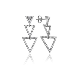 Üçgen Gümüş Küpe Sallantılı