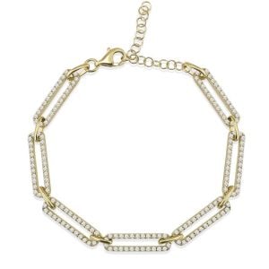 Bakla Gümüş Bileklik Zirkon Taşlı Gold