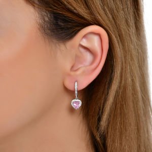 Choice Gümüş Pembe Kalp Küpe Sallantılı