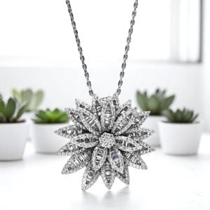 Choice Gümüş İthal Baget Flower Kolye