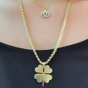 Yonca Kolye Arpa Zincir Gümüş Gold